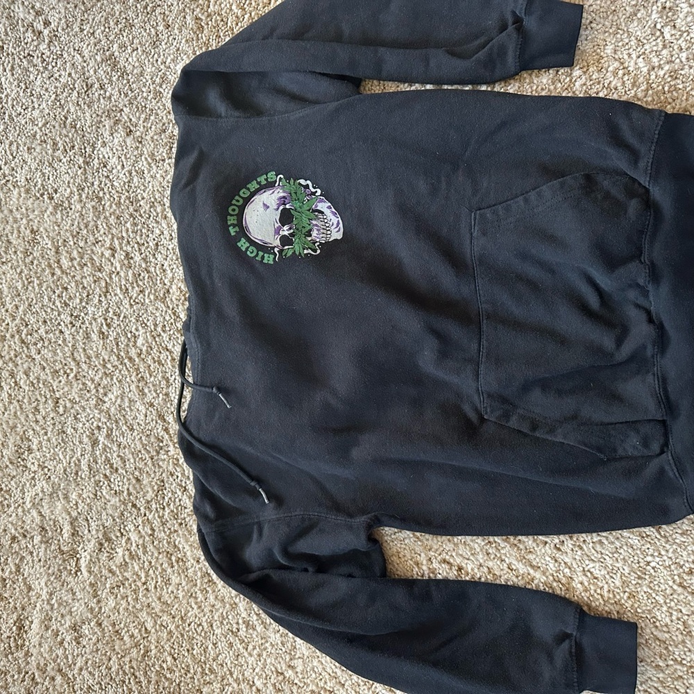 Black Sweatshirt with Skull Graphic
